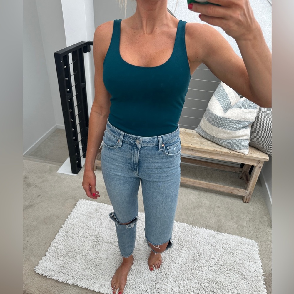 Shinestar Teal Scoop Neck Tank Bodysuit | Size S - Picture 3 of 11